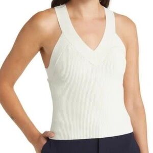 Favorite Daughter Cross Back Strap Rib Tank Cream Sz M
